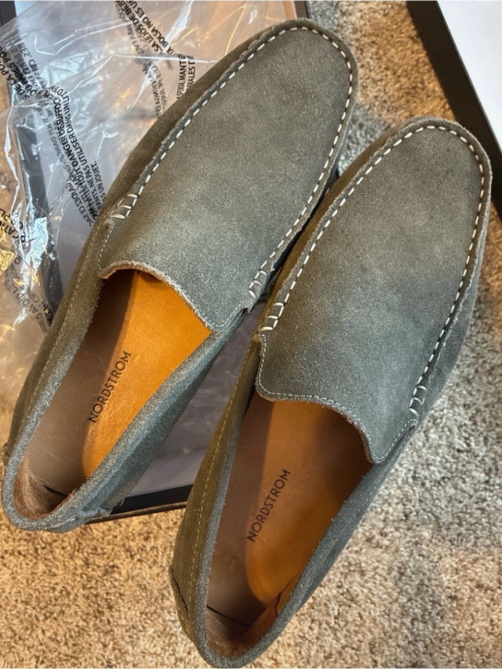 Nordstrom Men’s Suede Slip-On Loafers in Olive Gray